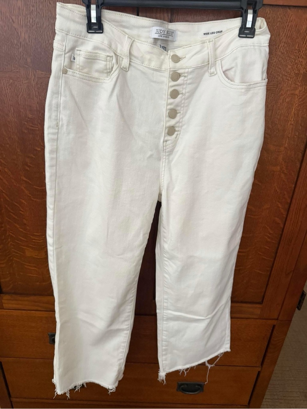 Judy Blue White Wide-Leg Crop Button-Front Jeans
